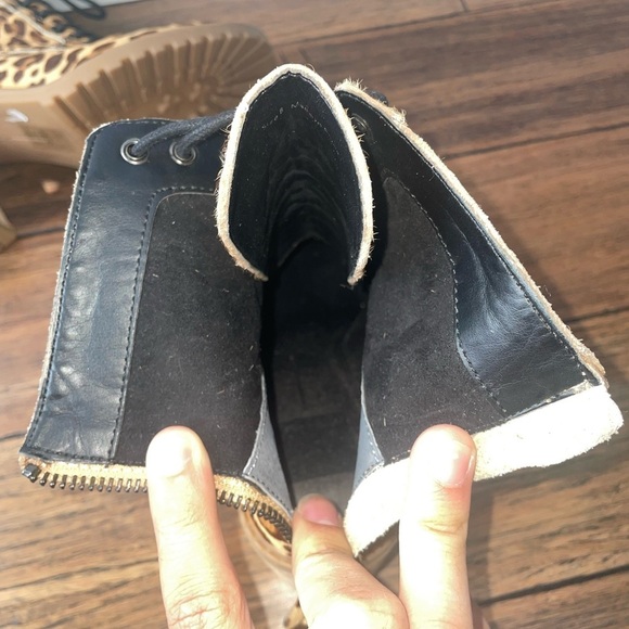 🖤Leopard Booties lace up boots chunky boots ankle boot Dolce Vita block heel - Picture 10 of 14